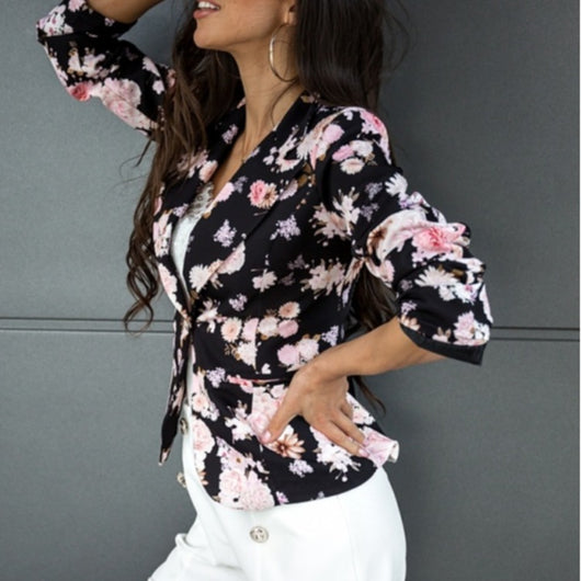 Blazer Estampado de Botón Único Estilo Europeo y Americano para Mujer - Image 11