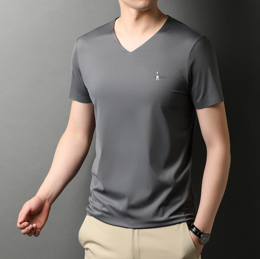 Camiseta Hombre Cuello V Manga Corta Efecto Frío Transpirable sin Marcas - Image 4