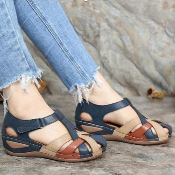 Sandalias Cuña Vintage con Hebilla Cruzada para Mujer - Image 3