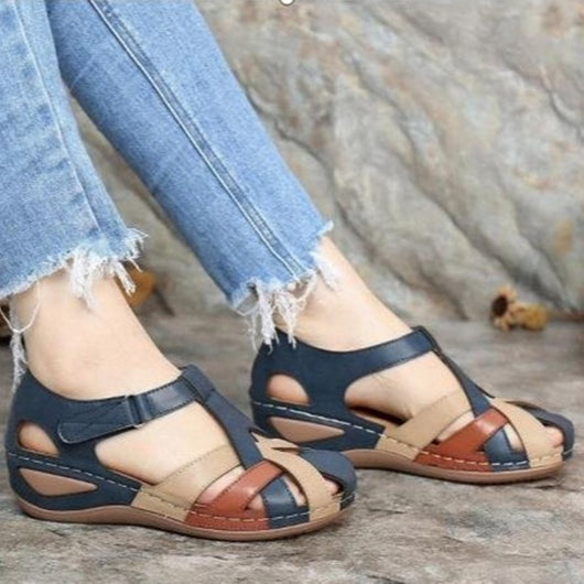 Sandalias Cuña Vintage con Hebilla Cruzada para Mujer - Image 3