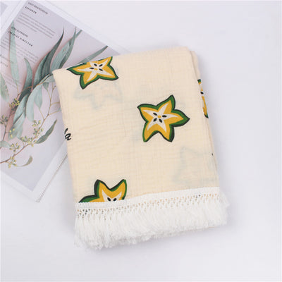Manta de Algodón Estampada con Flecos para Bebé - Image 9