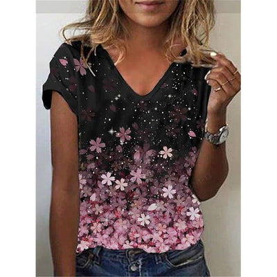 Playera Cuello V Estampado Geométrico Abstracto - Image 5