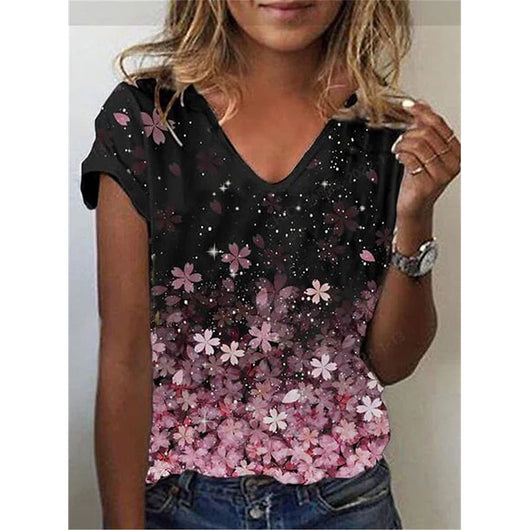 Playera Cuello V Estampado Geométrico Abstracto - Image 5
