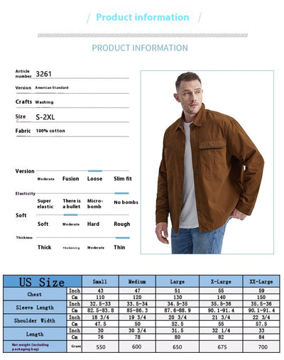 Camisa Polo de Manga Larga Algodón Lavado Tallas Grandes Hombre Color Sólido - Image 13