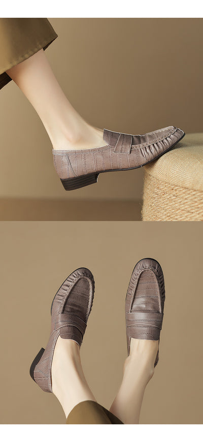 Mocasines Casuales de Cuero para Mujer con Pliegues Elegantes - Image 12