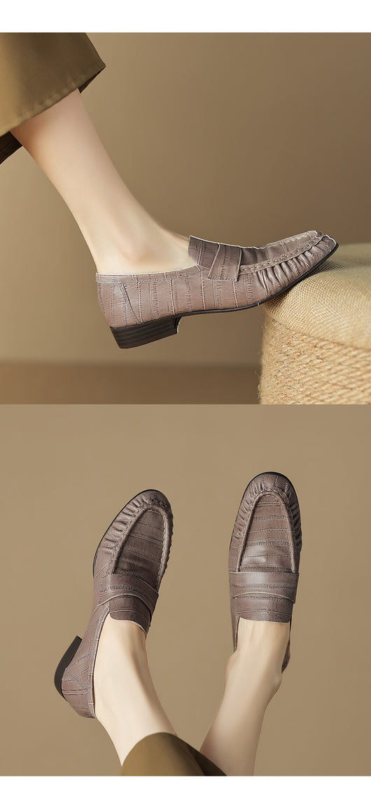 Mocasines Casuales de Cuero para Mujer con Pliegues Elegantes - Image 12