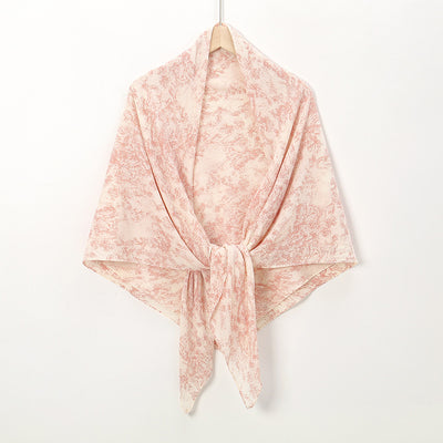 Pañuelo Cuadrado de Gasa Estampado Perla con Pliegues - Image 5