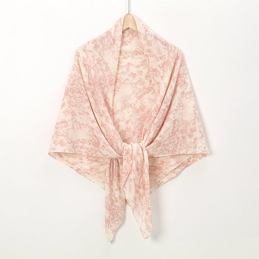 Pañuelo Cuadrado de Gasa Estampado Perla con Pliegues - Image 5
