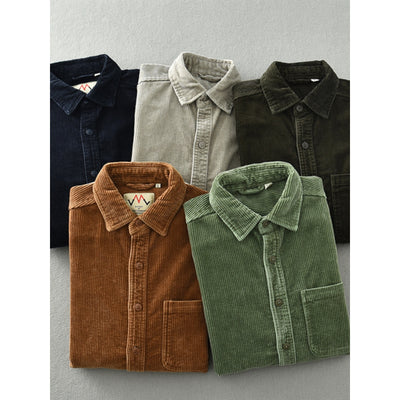 Camisa Casual de Pana Suelta Retro para Hombre - Image 2