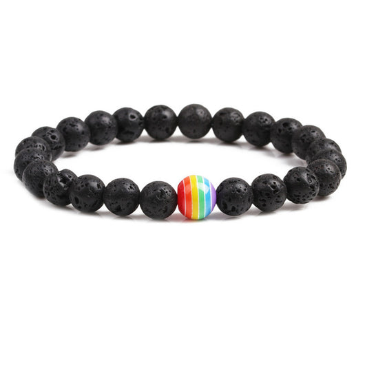 Pulsera de Pareja Piedra Volcánica con Chakras Arcoíris - Image 7