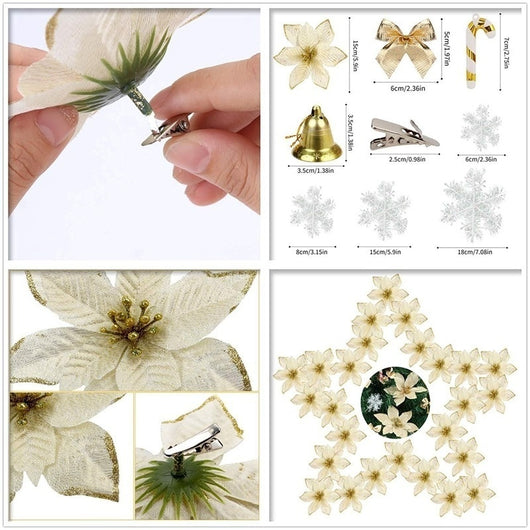 Set de 120 Flores Navideñas Colgantes para Árbol de Navidad - Image 5