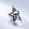 Anillo de Plata Esterlina con Calavera y Estrella de Cinco Puntas para Hombre
