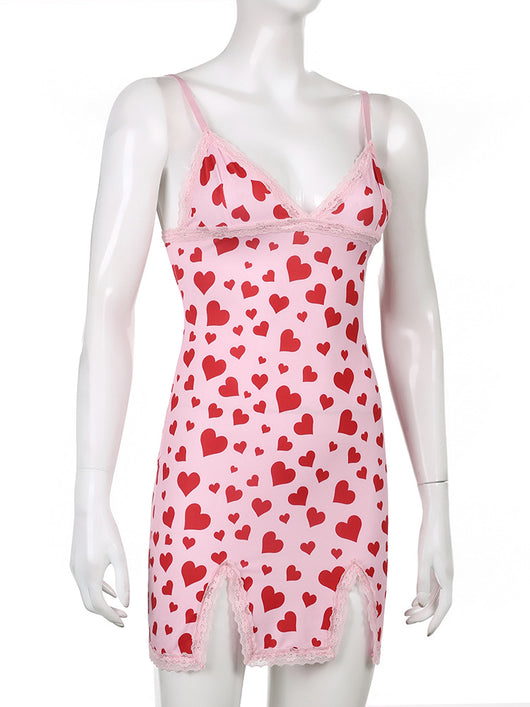 Vestido Suspenso con Estampado de Corazón Durazno Rejuvenecedor - Image 19