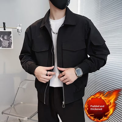 Chaqueta de Trabajo Retro con Cuello Mao para Hombre - Image 9