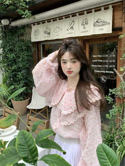 Blusa Patchwork con Cuello Doll y Orillas de Madera - Diseño Plisado - Image 13