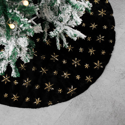 Falda para Árbol de Navidad Terciopelo Negro con Bordado Elegante - Image 6