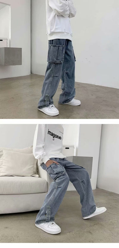 Jeans Rectos Sueltos Estilo Hong Kong para Hombre - Image 6