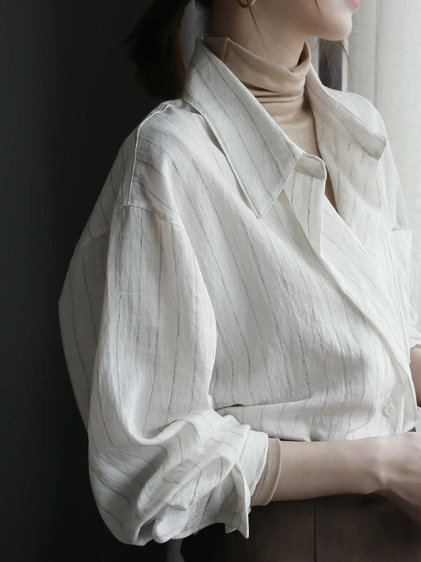 Cardigan Rayado con Botones - Blusa Suelta y Cómoda