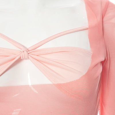 Blusa Larga de Manga Larga con Cuello Halter y Detalles Transparentes - Image 14