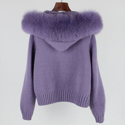 Abrigo de Primavera para Mujer con Cuello de Zorro Real y Capucha - Image 33