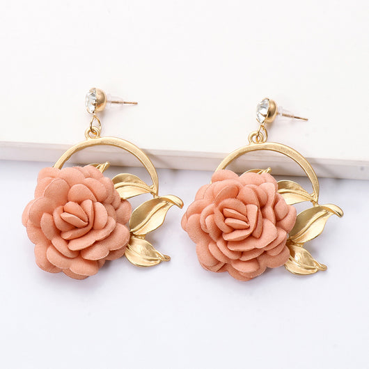Aretes Colgantes de Tela Floral - Image 13