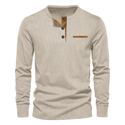 Henley de Pana para Hombre - Ajuste Slim, Manga Larga, Diseño Minimalista - Image 4