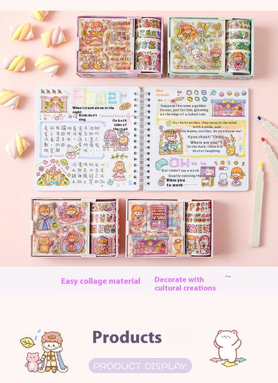 Set de Stickers Adhesivos Infantiles con Diseños Animados y Cinta Decorativa - Image 14