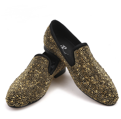 Zapatos Casuales Lefu para Hombre con Suela de Diamante Dorado y Cuero Abrasivo Negro - Image 9