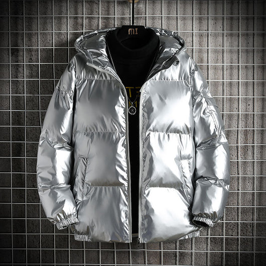 Chaqueta Acolchada Brillante de Algodón con Capucha - Image 8