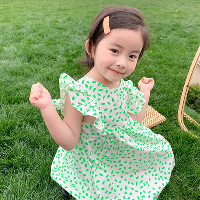 Vestido Princesa de Algodón para Niña con Escote V y Mangas Volantes - Image 7