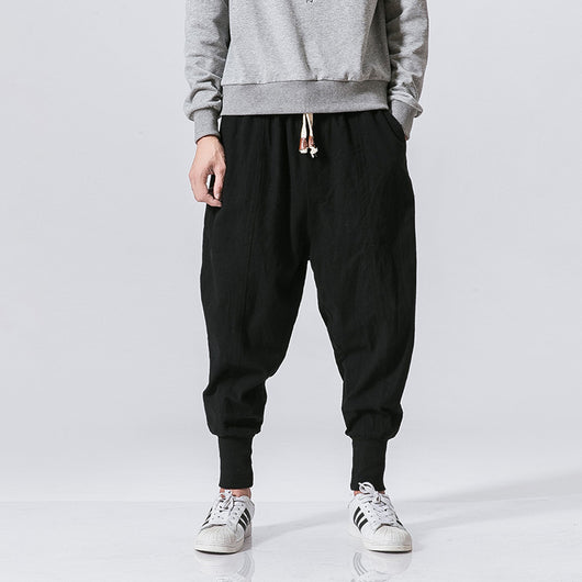 Pantalones Hip Hop de Algodón y Lino para Hombre - Estilo Urbano Moderno - Image 5