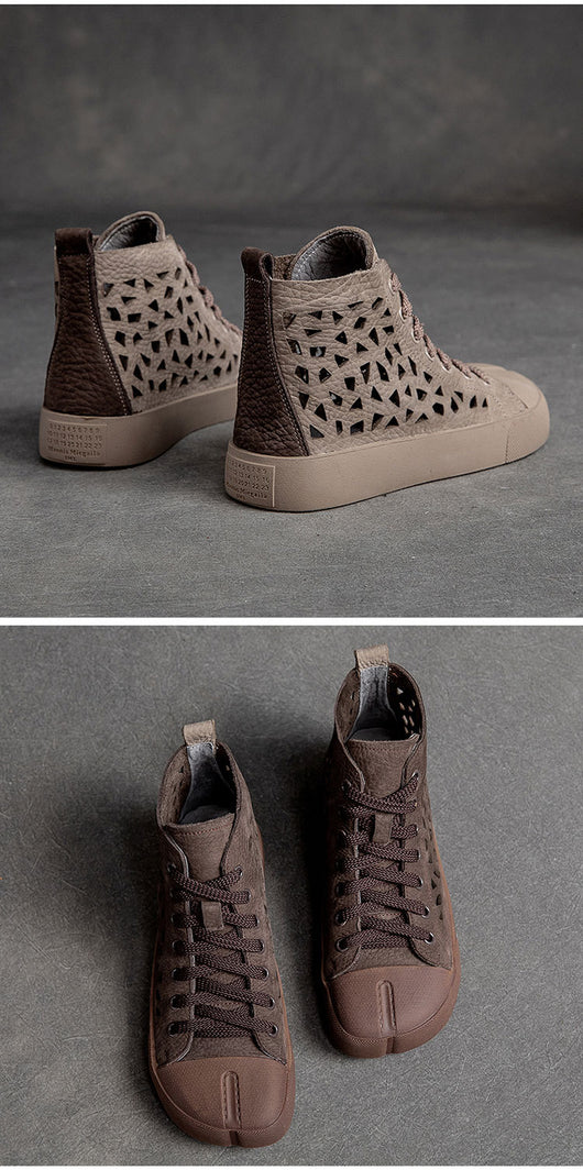 Botas Sandalias Británicas Retro de Cuero Genuino con Punta Cuadrada Hueca - Image 7