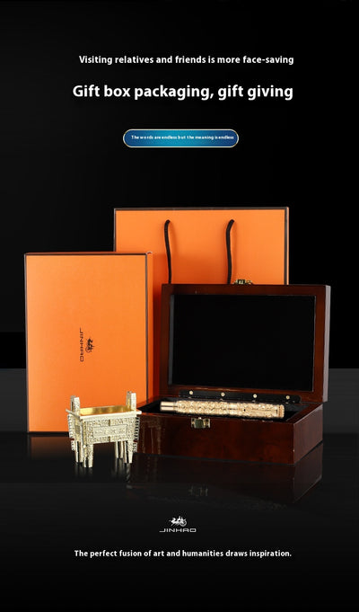 Bolígrafo Dorado Estilo Chino Retro con Relieve 18K - Diseño Bicolor Premium - Image 11