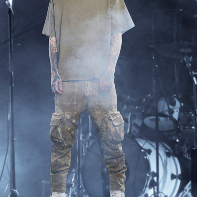 Pantalones Overol Teñidos y Desgastados Casual para Hombre