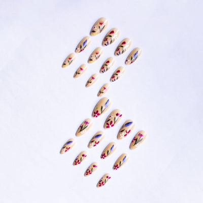 Uñas Postizas Floreadas Removibles Forma Almendra - Image 10