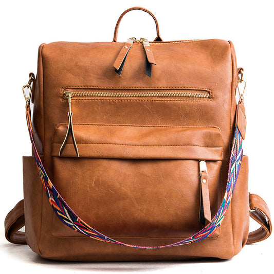 Mochila de Cuero Vintage con Gran Capacidad