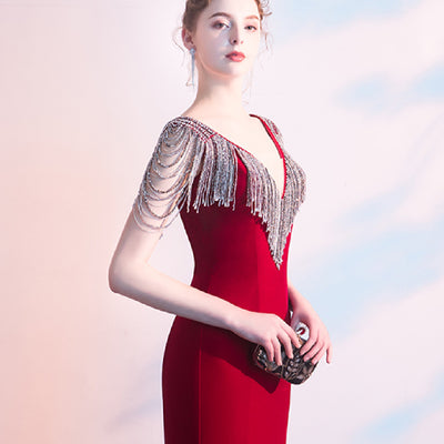 Vestido de Noche Rojo con Cola Sirena Elegante - Image 7