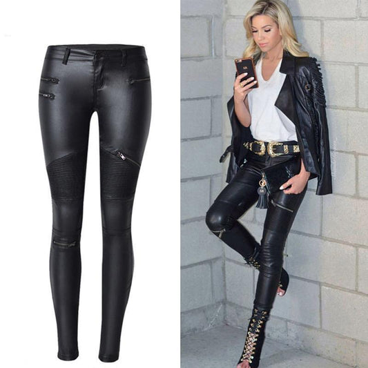 Leggings de Cintura Alta en Cuero Vegano Ecológico SLEEK-2