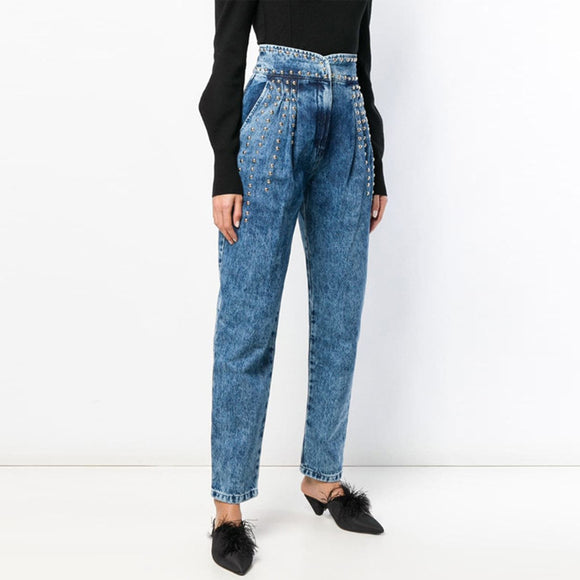Jeans de Mezclilla Lavado Pesado con Remaches