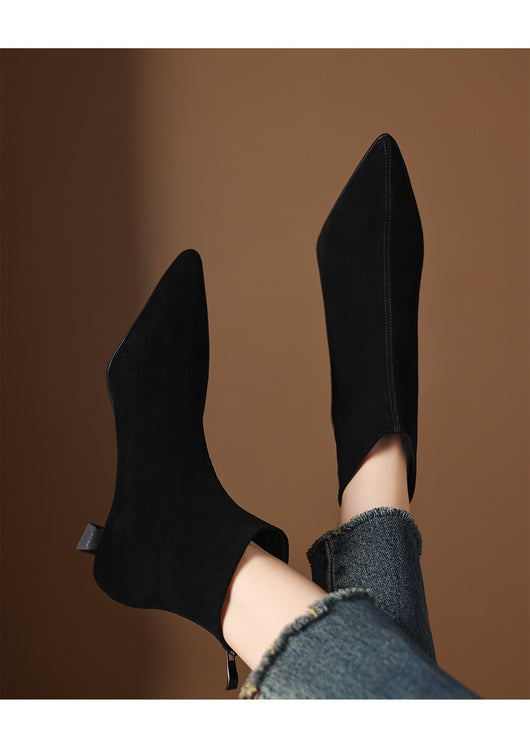 Botas Tobilleras de Gamuza Ante con Punta Fina para Mujer - Image 11