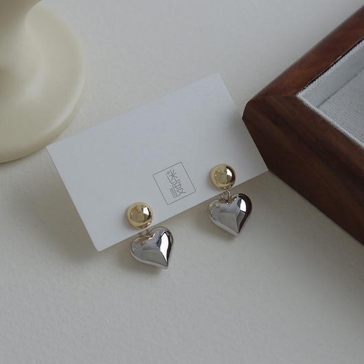 Aretes de Plata Esterlina Contraste 3D Amor Aguja Sensible - Image 6