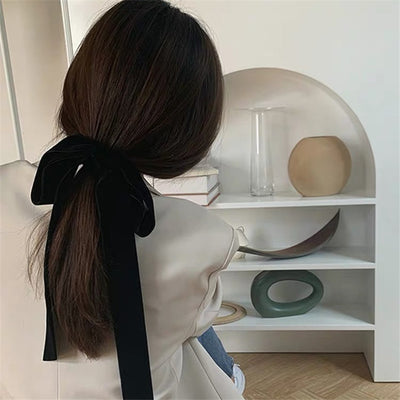 Moño de Terciopelo Doble Faz con Cinta para el Cabello - Image 3