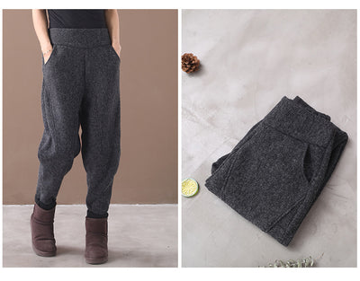 Pantalón Harem de Punto Lana Suelta Versátil - Image 12