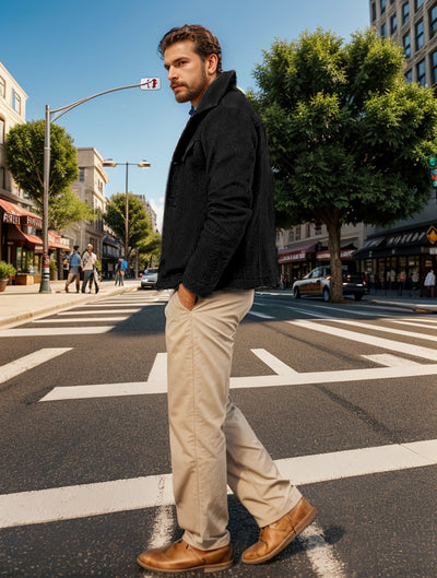 Abrigo de Lana para Hombre Elegante Botón Simple Diseño Liso - Image 20
