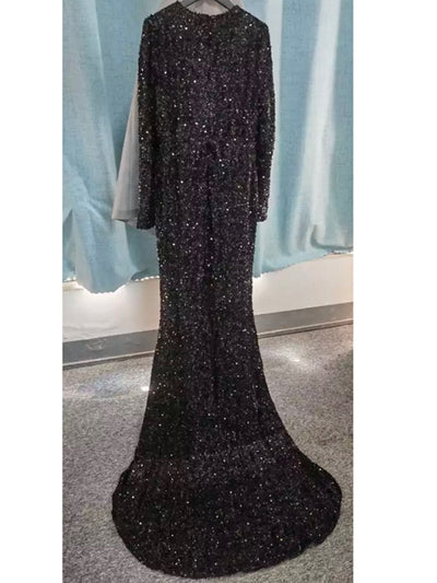 Vestido Largo de Lentejuelas Gris para Eventos - Image 3