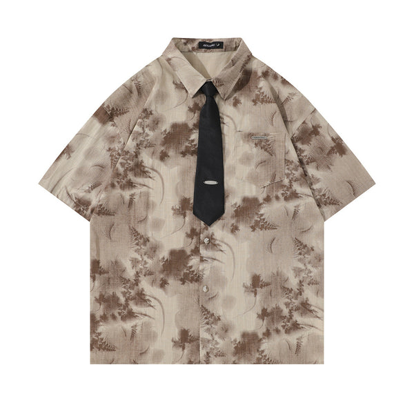 Camisa Casual de Camuflaje Manga Corta para Hombre