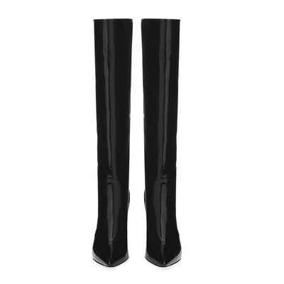 Botas Negras Stiletto Punta Fina Hasta la Rodilla - Image 4