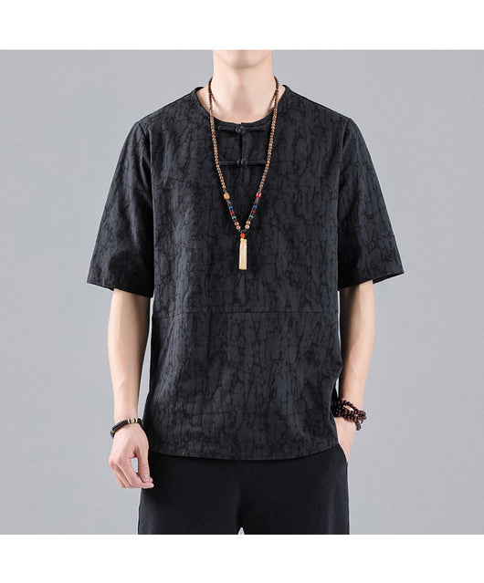 Camiseta Retro Jacquard Cuello Redondo para Hombre - Image 10