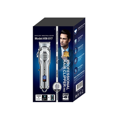 Silver electric hair clipper with LED display, six colorful guide combs, USB charging cable, cleaning brush, and oil. - Image 6