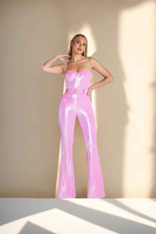 Jumpsuit Elegante sin Mangas con Lentejuelas y Tirantes para Mujer - Image 10